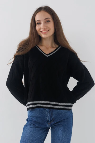 Пуловер однотонний жіночий Park karon 10339 One Size Чорний (2000989850885D)