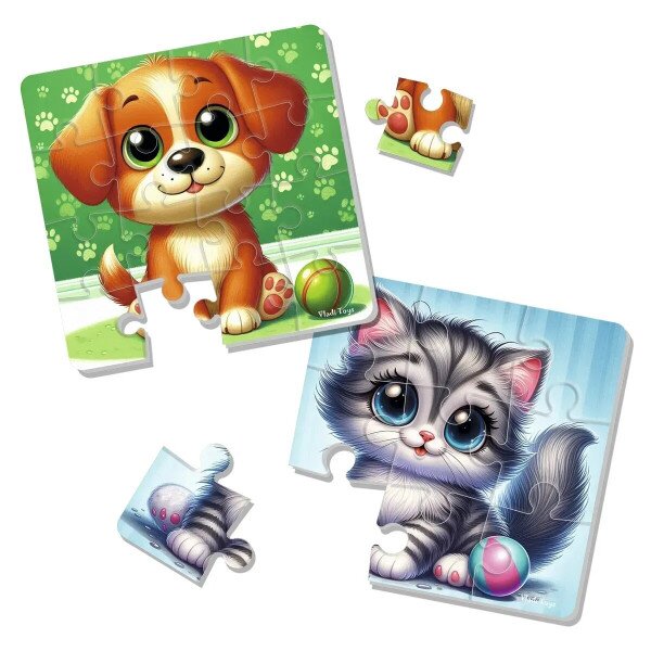 Гра розвиваюча Vladi Toys м&#039;які пазли &quot;Котик та песик&quot; VT1102-37 Різнокольоровий