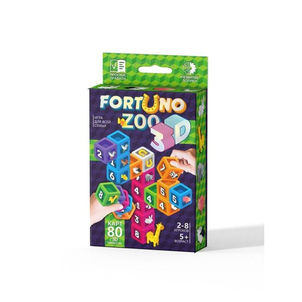 Настольная развивающая игра &quot;Fortuno ZOO 3D&quot; укр G-F3D-02-01U (2000904389407)