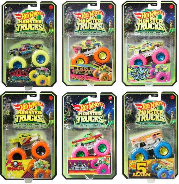 Базова машинка-позашляховик &quot;Сяючі в темряві&quot; серії &quot;Monster Trucks&quot; Hot Wheels HCB50 Різнокольоровий