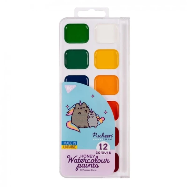Фарби акварельні медові Pusheen YES 110275 12 кольорів