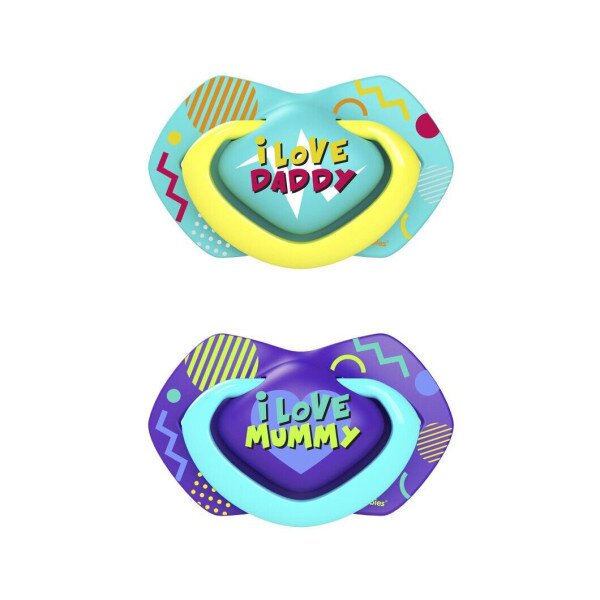 Пустышка силиконовая симметричная 0-6 мес NEON LOVE 2 шт. - голубая 22 / 652_blu (2000904383085)