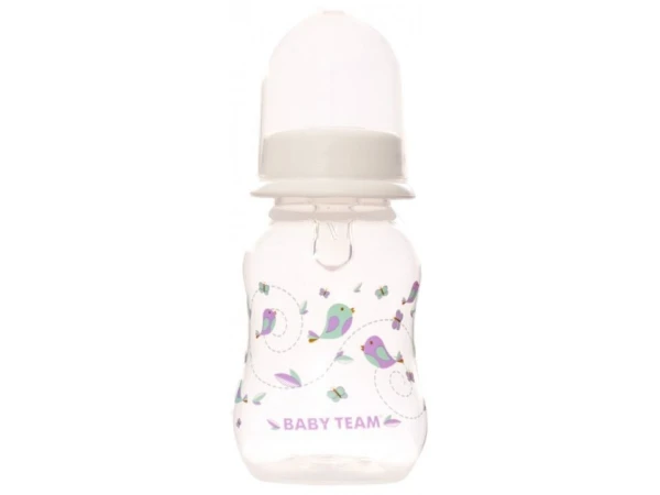 Бутылочка с талией и силиконовой соской, 125 мл, 1111 белый BABY TEAM (2000903612698)