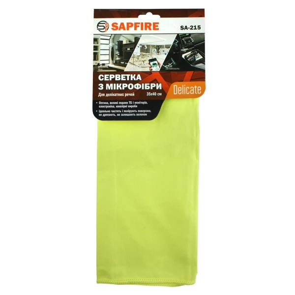 Серветка з мікрофібри Sapfire 002890 замшева 35х40 см 210 г/м2 (4824038002890)