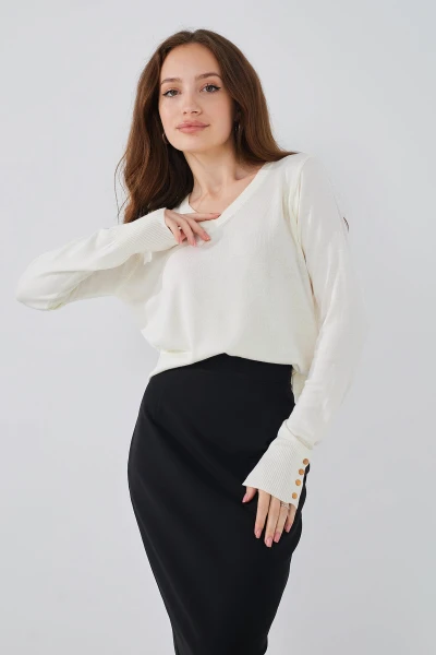 Пуловер однотонний жіночий Park karon 10284 One Size Білий (2000989250074D)