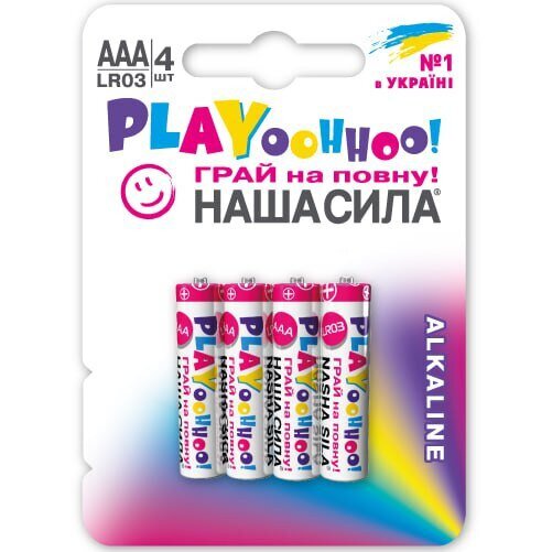 Батарейка НАША СИЛА PLAY AAA (LR03) 4 на блістері 3113 (6922363163113)