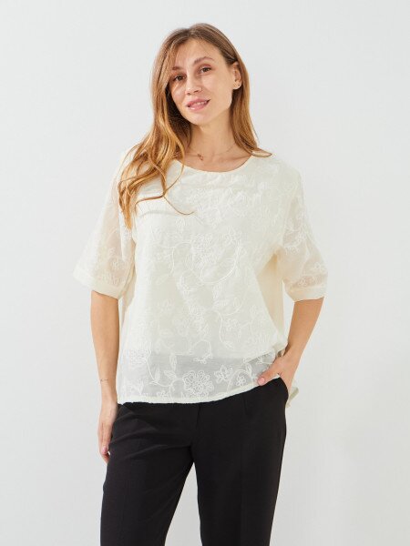 Купить Блуза однотонная женская GENUA 8372 2XL Молочный Артикул: 2000999437090 Фото №2