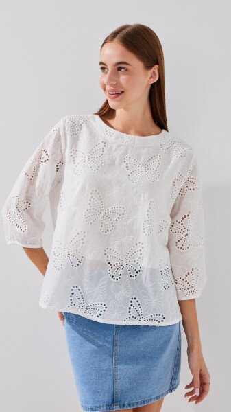 Блуза однотонная женская Mei ren yu 8238-1 One Size Белый