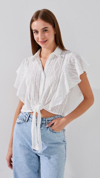 Блуза однотонна жіноча On me D2309 One Size Білий