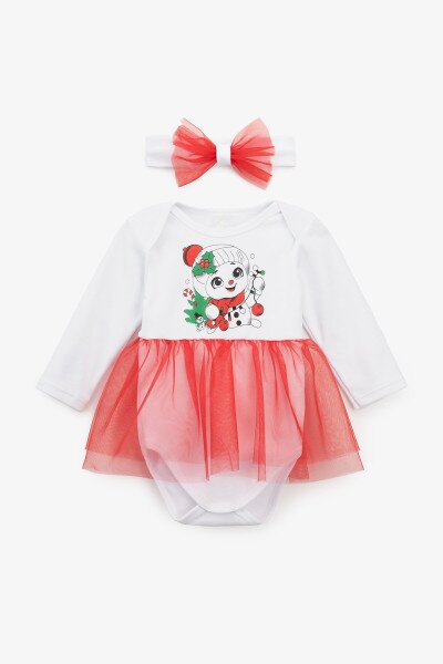Бодi-сукня для дівчинки Baby Life НР1 80 см Біло-червоний (NY)