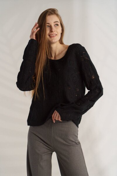 Джемпер однотонный женский On me 2302 One Size Черный (2000990337665D)