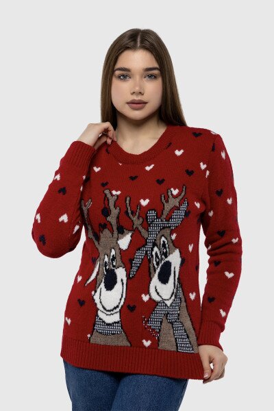 Джемпер с узором женский Gerekli 4374 АА 2XL Красный (2000990165954W)(NY)(SN)
