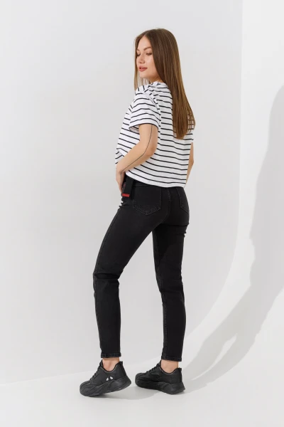 Купить Джинсы Mom Fit женские Zeo Basic 2260 34 Черный Артикул: 2000990956170 Фото №4