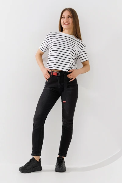 Купить Джинсы Mom Fit женские Zeo Basic 2260 34 Черный Артикул: 2000990956170 Фото №1