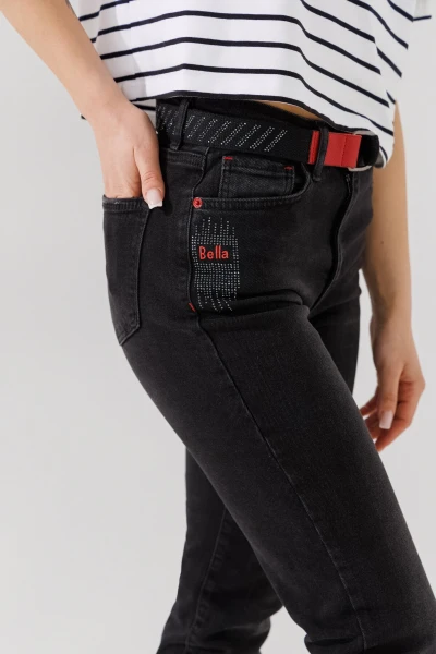 Купить Джинсы Mom Fit женские Zeo Basic 2260 34 Черный Артикул: 2000990956170 Фото №3