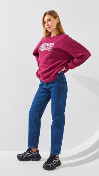 Купить Джинсы Mom Fit женские On me 1908 40 Синий Артикул: 2000999288098 Фото №3