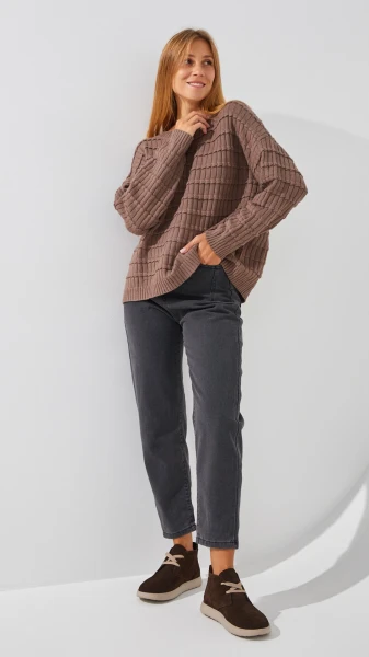 Купить Джинсы однотонные Mom Fit женские 1907 M Серый Артикул: 2000999193088 Фото №1
