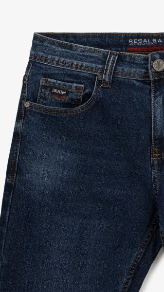 Купити Джинси Slim Fit однотонні чоловічі RB0095DT 27 Темно-синій Артикул: 2000999259074 Фото №2