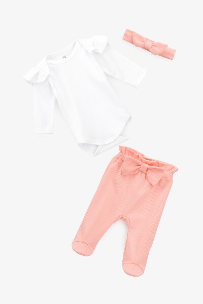 Костюм боді+штани+пов&#039;язка для дівчинки Baby Life 945 56 см Рожевий