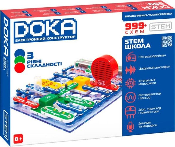 Електронний конструктор ШКОЛА &quot;999+ СХЕМА&quot; DOKA D70708 Різнокольоровий (6976706850093)