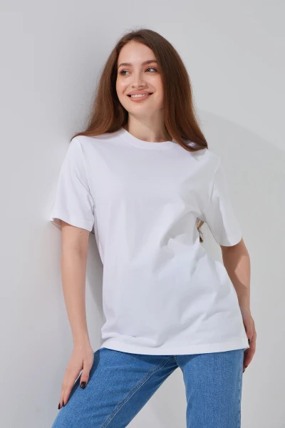 Купить Футболка однотонная женская W23-07 XL Белый Артикул: 2000990969156 Фото №3