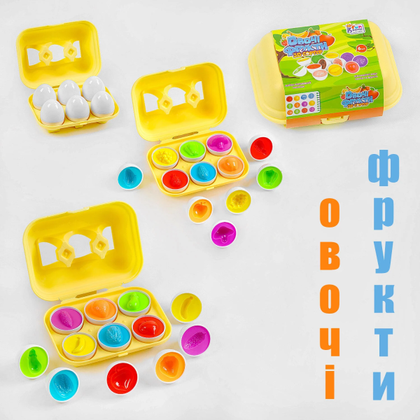 Игрушка 3D сортер &quot;Яичный лоток&quot; + &quot;Овощи и фрукты&quot; 4FUN Game Club 52003-2 (2000990624260)