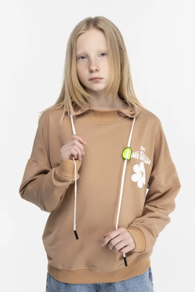 Худі з принтом для дівчинки SAFARI 60194 164 см Коричневий (2000989759447D)