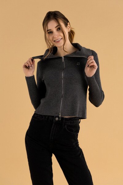 Кофта однотонная женская On me 2010 One Size Графитовый (2000990337528D)