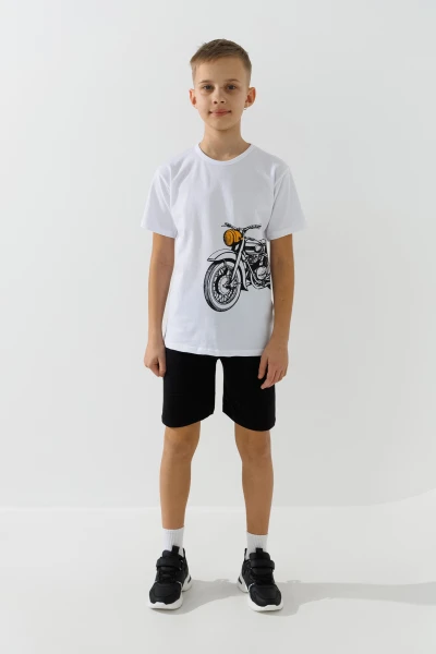 Костюм футболка+шорти для хлопчика Happy Kids 018 128 см Білий