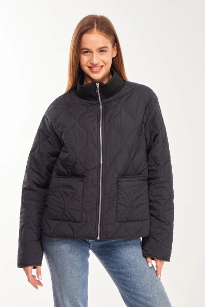 Купить Куртка однотонная женская GENUA G01116-0005 2XL Черный Артикул: 2000999415685 Фото №1