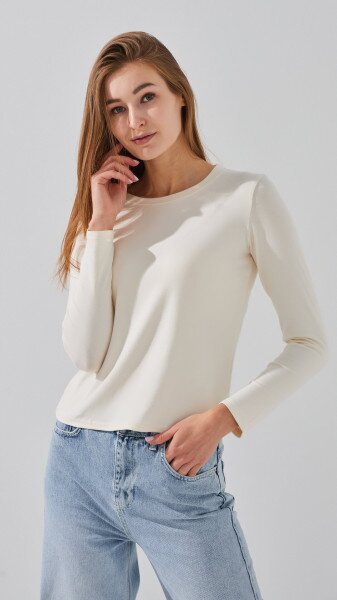 Лонгслив однотонный женский Bclothing 8837 S Молочный
