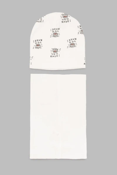 Набір шапка+снуд для дівчинки Kraft 484TK 48-50 Білий (2000990450333D)