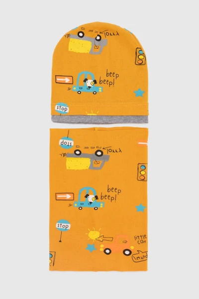 Набір шапка+снуд для хлопчика Kraft 588TK 48-50 Гірчичний (2000990450296D)