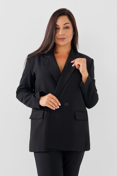 Пиджак однотонный женский Karol 4949-B 2XL Черный (2000990146373D)