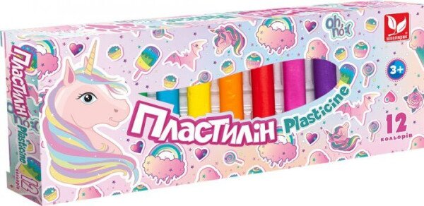 Пластилін восковий Школярик 12 кольорів круглий Unicorn 303221007-UA (4823088231083)(SC)