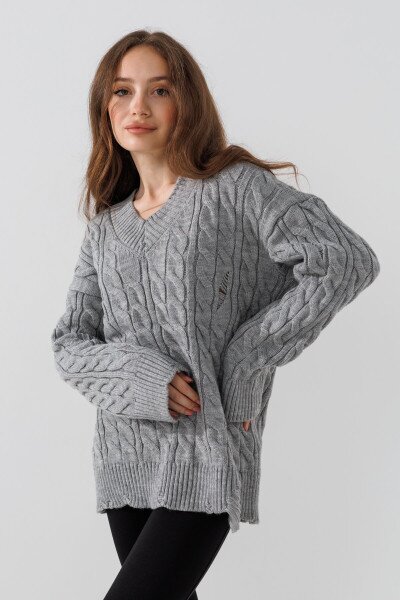 Пуловер однотонний жіночий Femme 2026 One Size Сірий (2000990221490W)