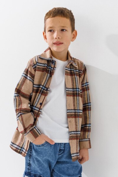 Сорочка з візерунком для хлопчика Moda arpol DN6100 116 см Бежевий