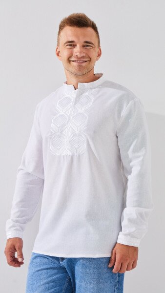 Рубашка вышиванка мужская LAWA E-MB02301 S Белый