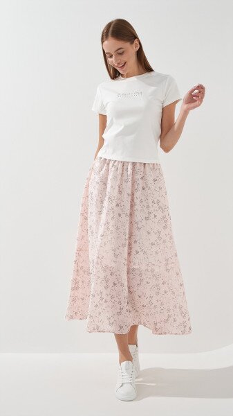 Юбка с узором женская 6398 One Size Пудровый