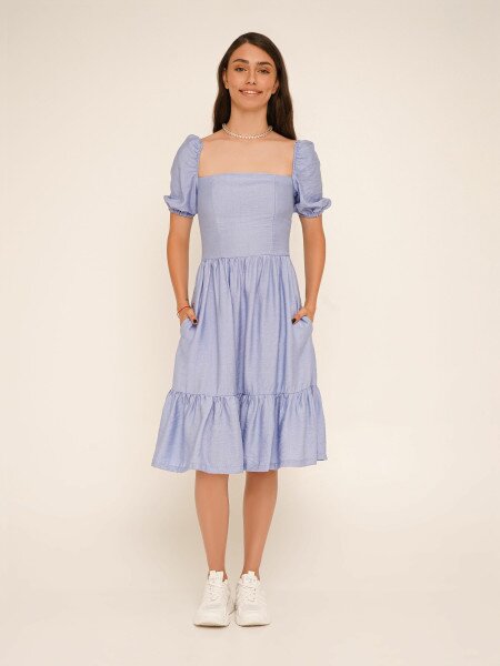 Купити Сукня однотонна жіноча LAWA WTC02382 XS Блакитний Артикул: 2000990648730 Фото №2