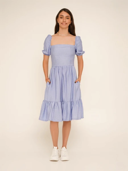 Купить Платье однотонное женское LAWA WTC02382 XS Голубой Артикул: 2000990648730 Фото №2