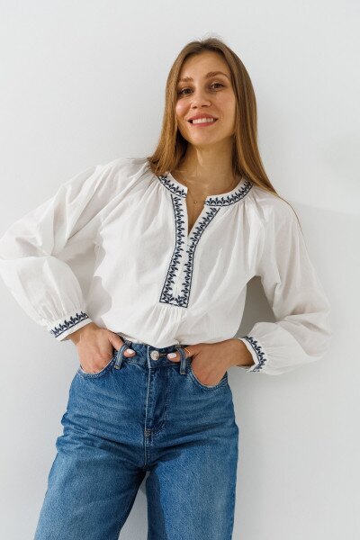 Вишиванка сорочка жіноча  2373 2XL Біло-синій