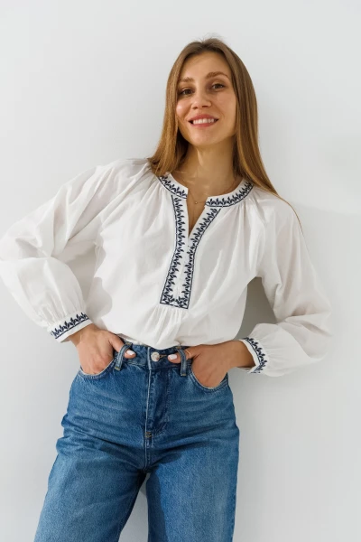 Вишиванка сорочка жіноча  2373 2XL Біло-синій