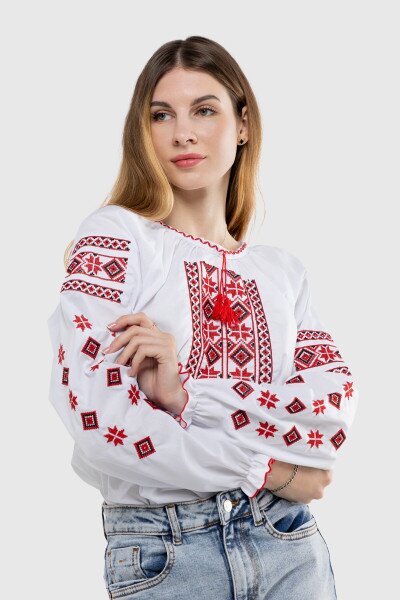 Вишиванка сорочка з принтом жіноча Олеся 50 Білий (2000989910039A)
