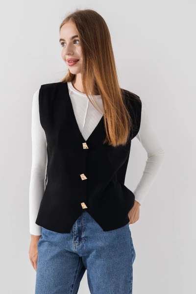 Жилет однотонный трикотажный женский Park karon 10840 One size Черный (2000990651198D)