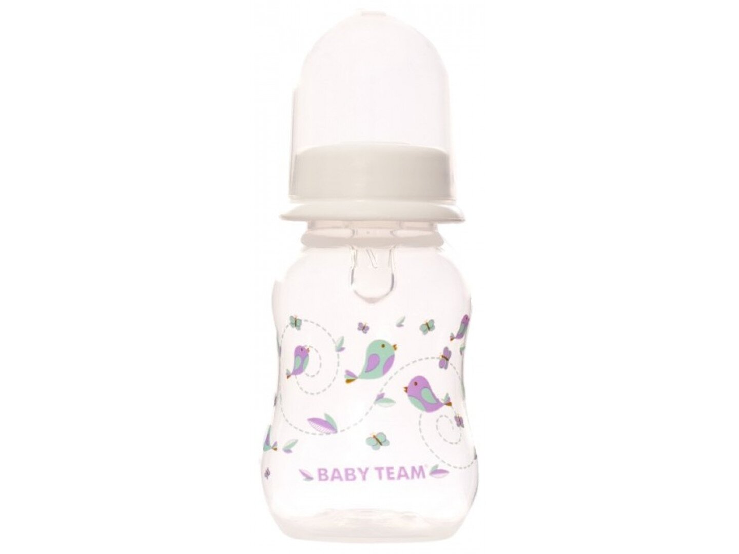 Бутылочка с талией и силиконовой соской, 125 мл, 1111 белый BABY TEAM (2000903612698)  Фото №0
