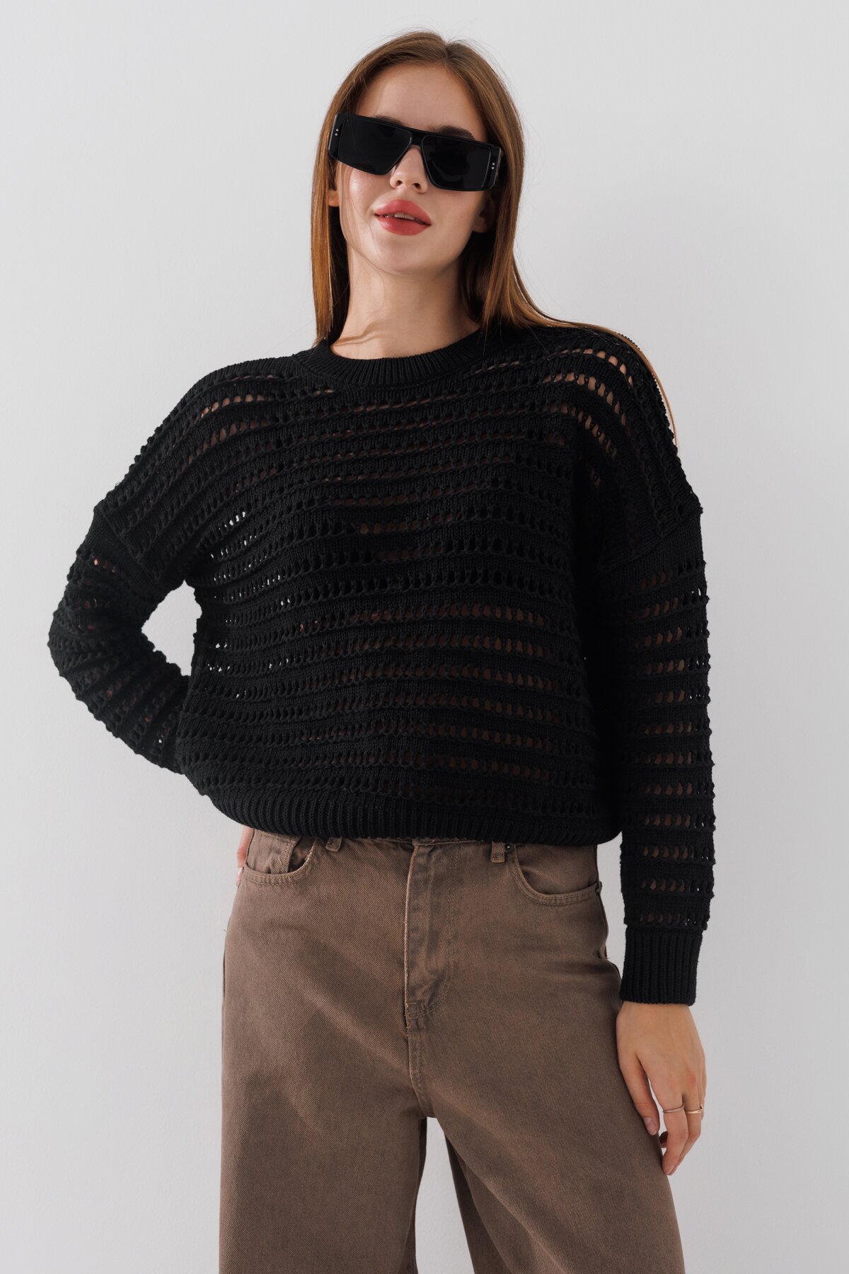 Джемпер однотонний жіночий Femme 2024 One Size Чорний (2000990221469D)  Фото №0