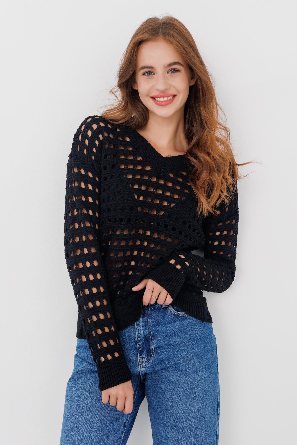 Пуловер однотонний жіночий Femme 1016 One Size Чорний (2000989871149D)  Фото №0