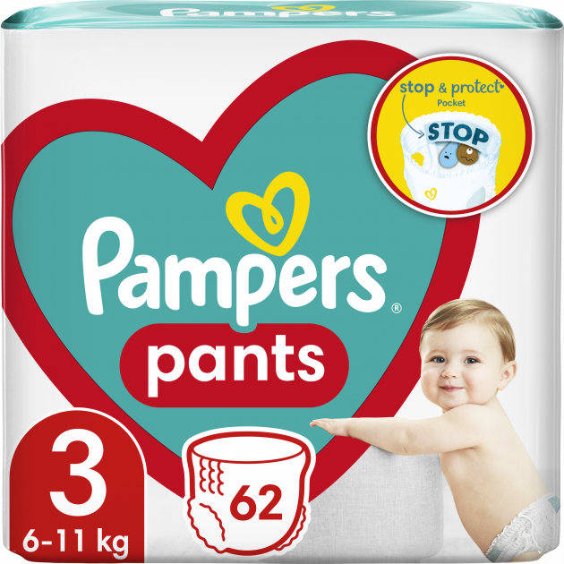 Подгузники-трусики PAMPERS Pants Midi (6-11кг) Джамбо 62 (8006540069233)  Фото №0