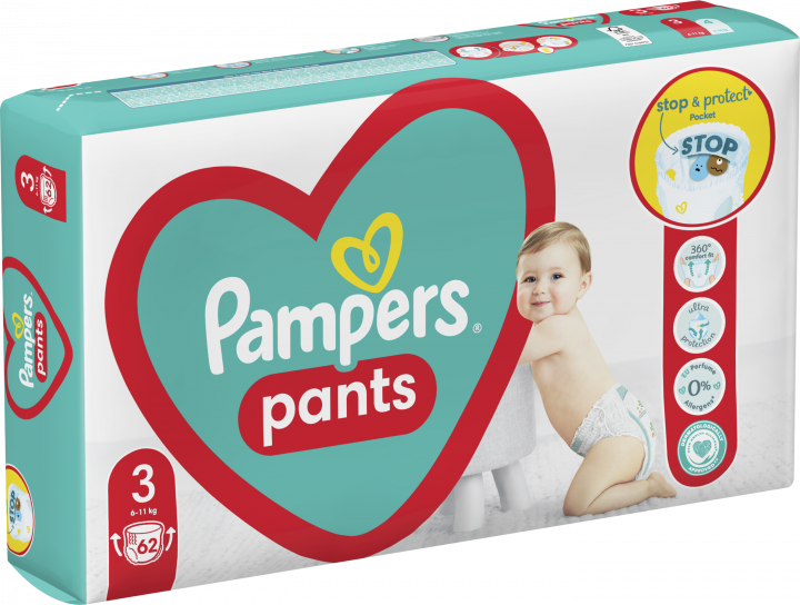 Подгузники-трусики PAMPERS Pants Midi (6-11кг) Джамбо 62 (8006540069233)  Фото №1